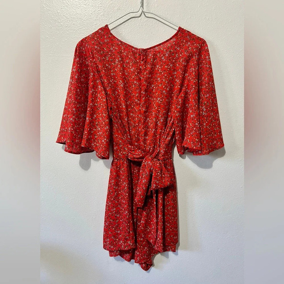 Jack by BB Dakota Red Floral Romper - Size 2 - Picture 5 of 8
